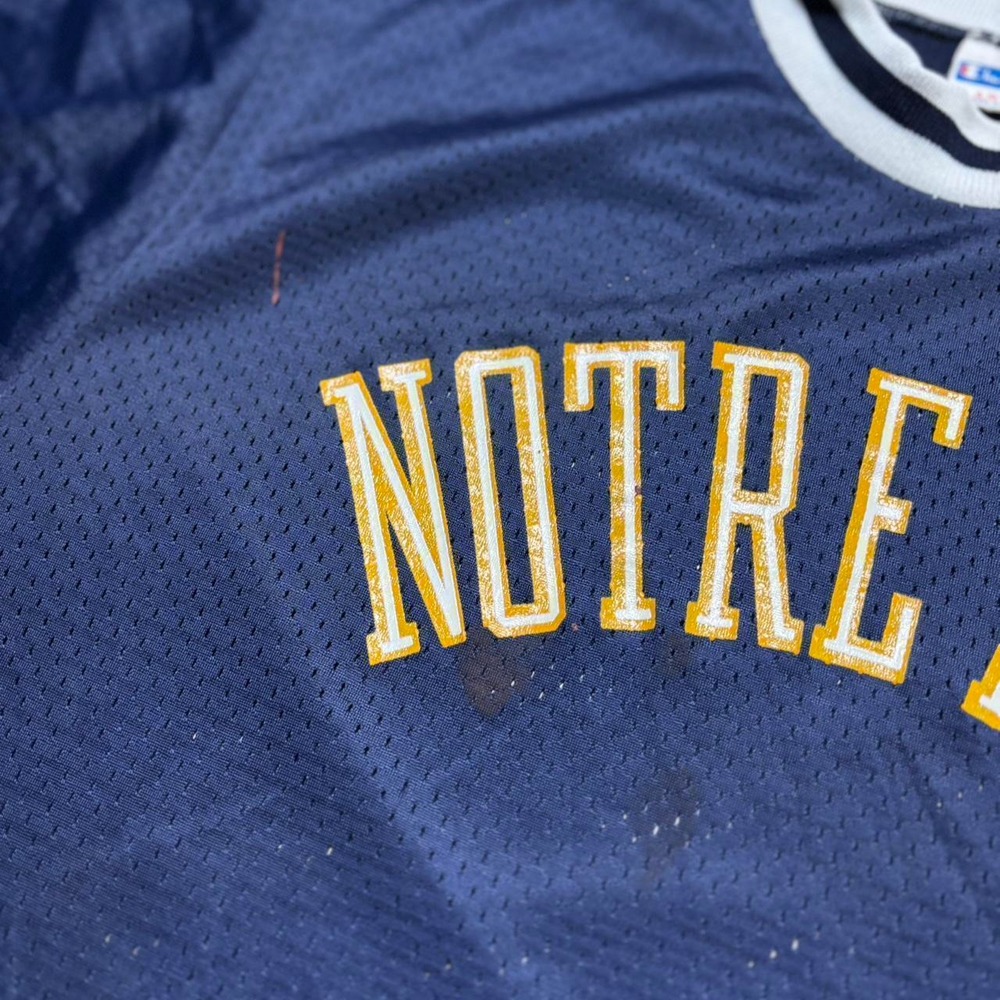 Vintage 70s Champion Blue Bar Notre Dame mesh Ringer t shirt - Picture 2 of 5